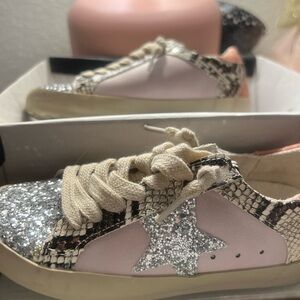 ShuShop Pink and Silver Star Kids Sneakers